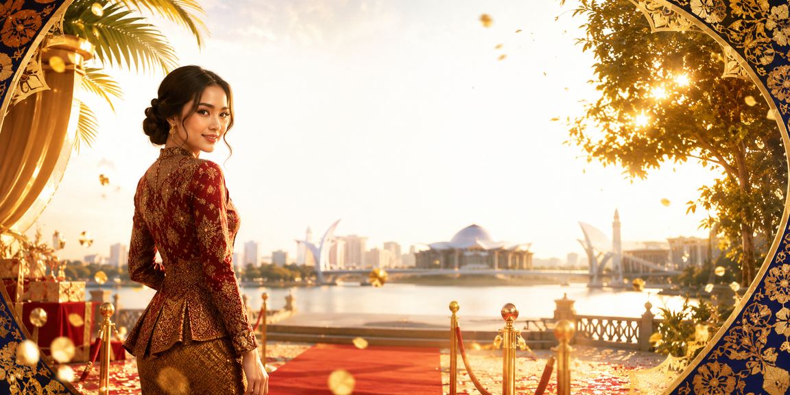 Sistem mata VIP 4dlive dengan latar suasana kasino Putrajaya bergaya batik Malaysia
